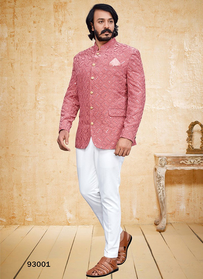 Peach Colour Outluk Vol 93 New Designer Party Wear Velvet Jodhpuri Suit Collection 93001